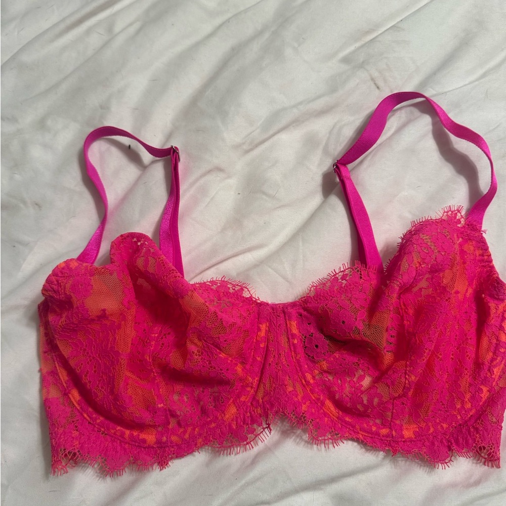 Victoria's Secret Hot Pink Lace Bra